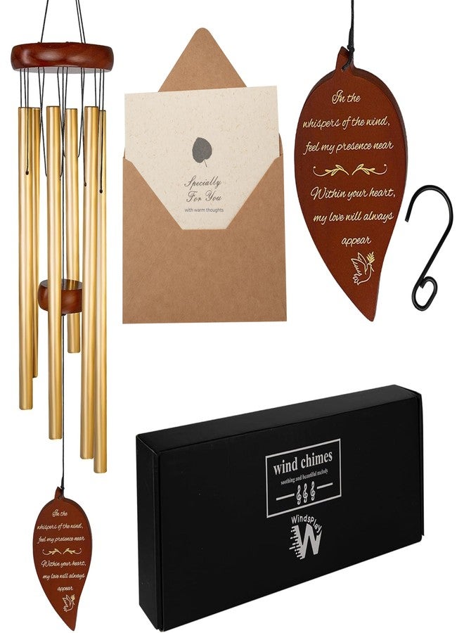 WindsPlay Memorial Wind Chimes - 32.5" Sympathy Wind Chimes for Loss of Loved One - Bereavement & in Memory Wind Chimes for Mother, Father, Husband, Child, Sister, Daughter & Son (Gold) - Image 1